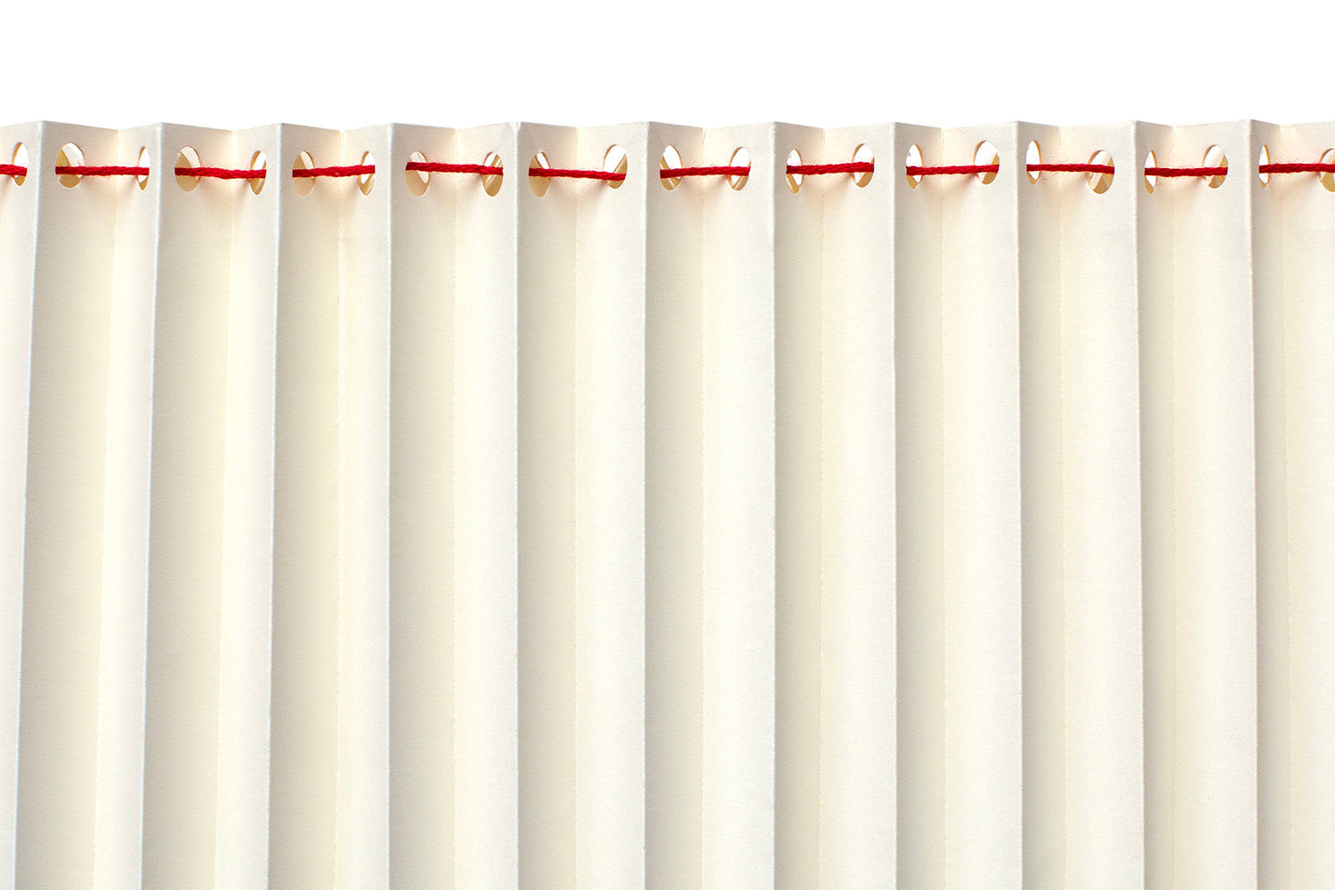 Ivory Pleated Lampshade with Red Cotton