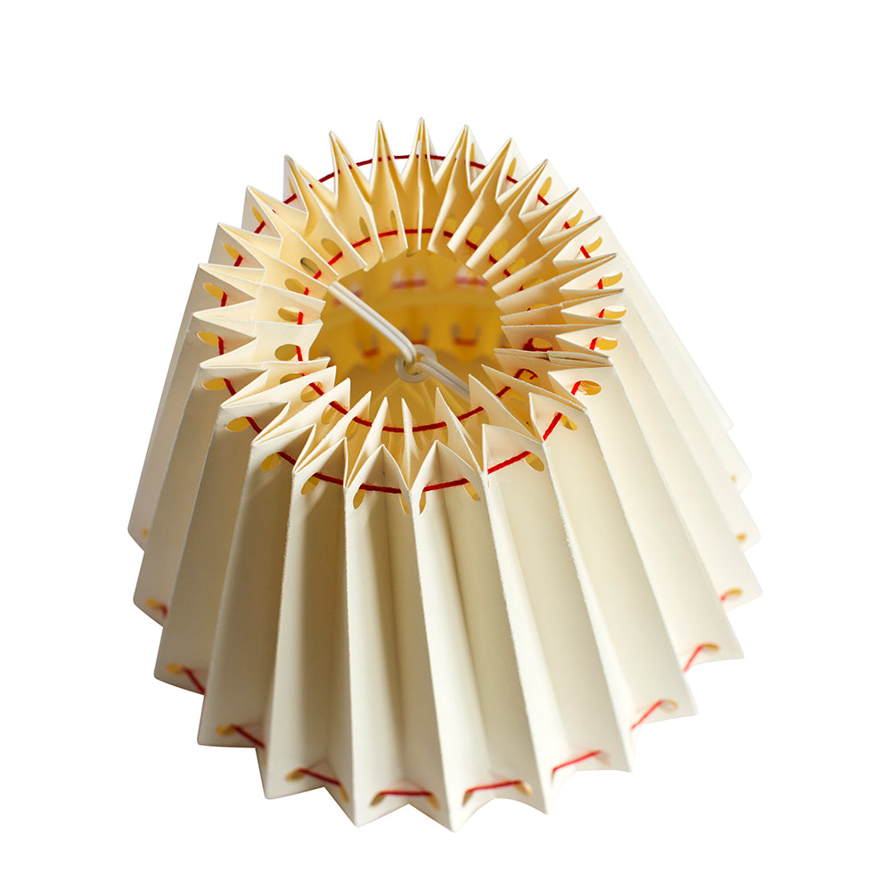 Ivory Pleated Lampshade with Red Cotton