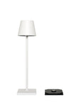 Small Chalky White Cordless Lamp and Pink and Red Viennese Curl Lampshade