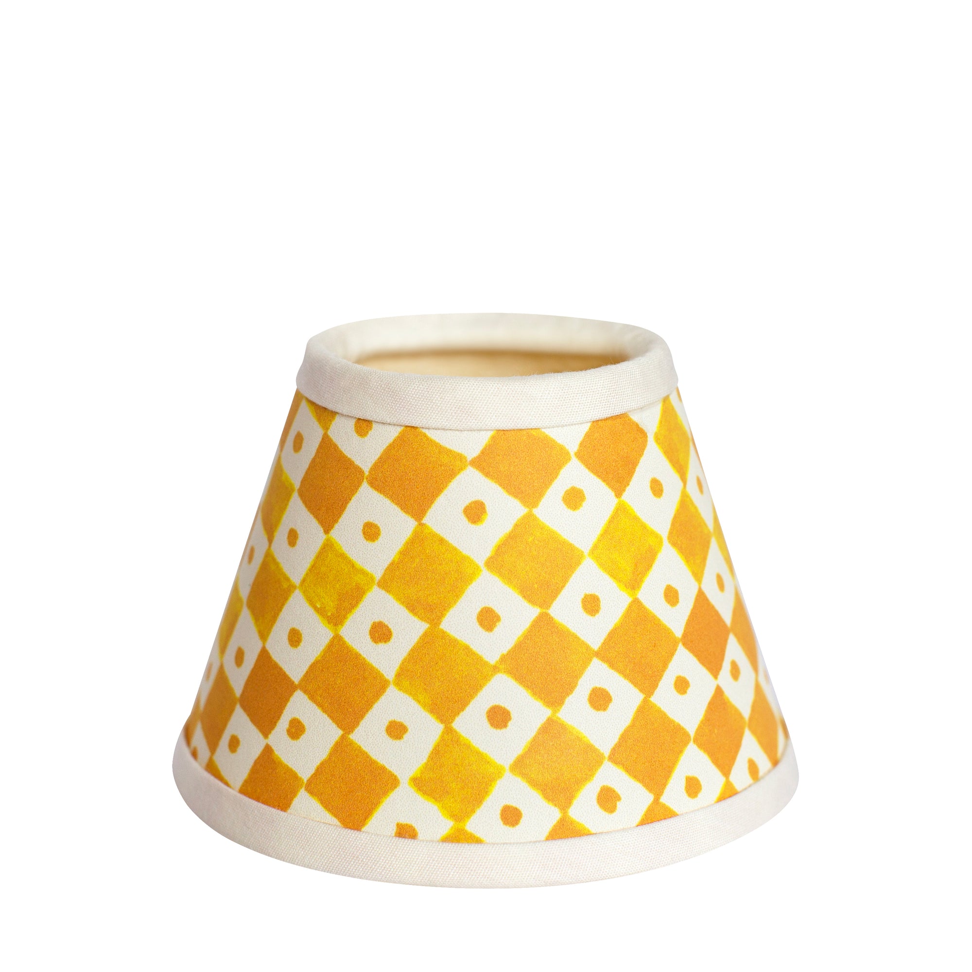Small Chalky White Cordless Lamps and Sunflower Yellow Lampshade
