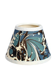 Small Chalky White Cordless Lamp and Modern Blue Floral Lampshade