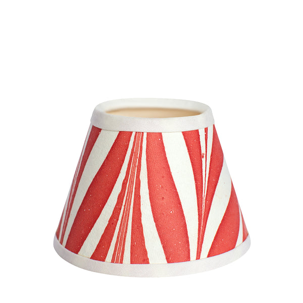 Small Chalky White Cordless Lamp and Red Banyan Lampshade