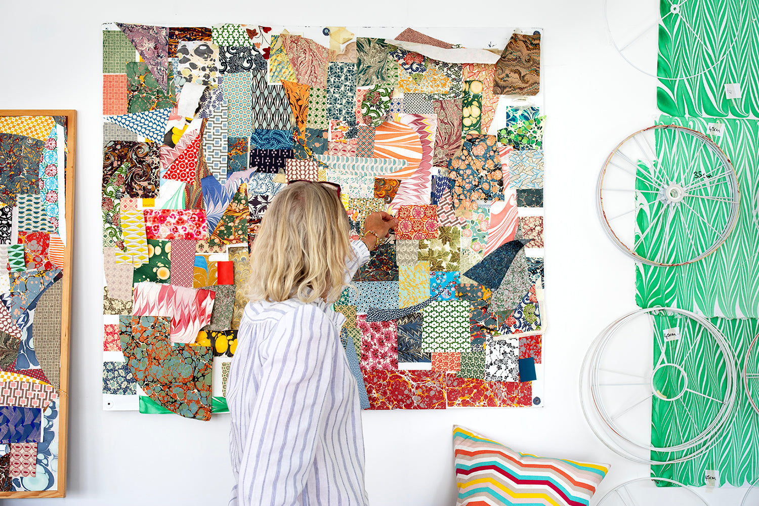 Rosi de Ruig in her London lampshade studio for House & Gardens